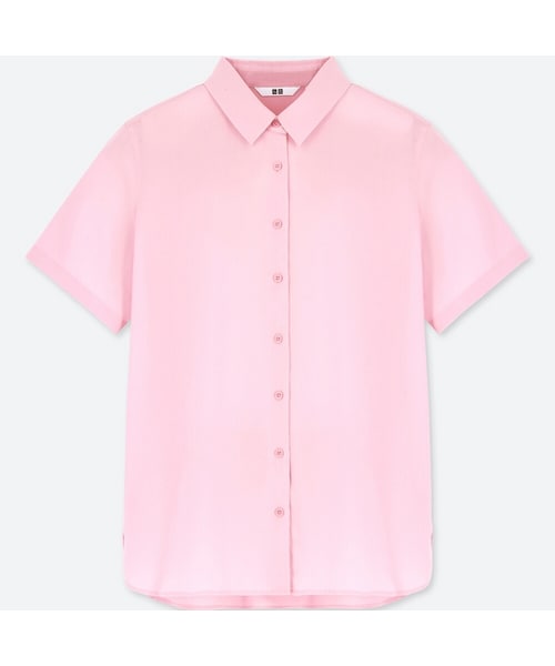 UNIQLO（ユニクロ）の「レーヨンエアリーブラウス（半袖）（シャツ/ブラウス・レディース・BLUE 61/PINK 10/NAVY 69/WHITE 00/OLIVE 57・M/XXL/L/3XL/S/XL/XS）」の5枚目の写真