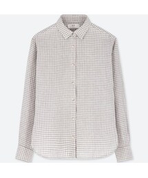 UNIQLO | プレミアムリネンチェックシャツ（長袖）(シャツ/ブラウス)
