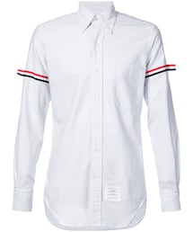 THOM BROWNE | Thom Browne - ロングスリーブ ボタンダウン グログラン アームバンド グレー ユニバーシティ ストライプ オックスフォード - men - コットン - 4(シャツ/ブラウス)