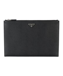 PRADA | Prada - ロゴプレート クラッチバッグ - men - レザー - ワンサイズ(クラッチバッグ)