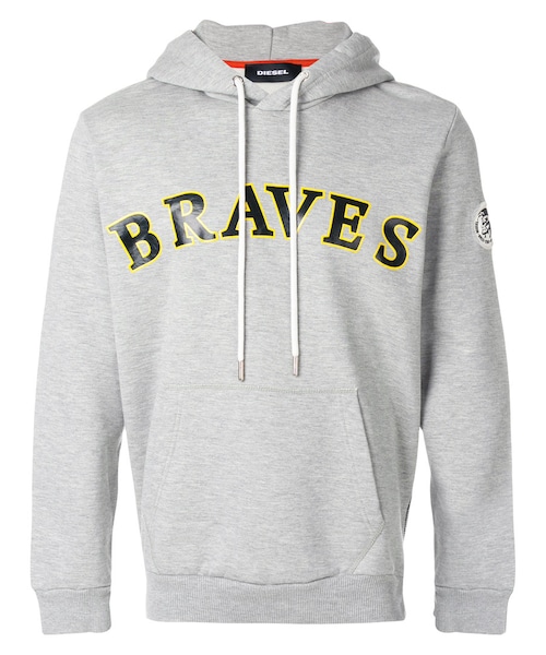 DIESEL BRAVESロゴ フード付きパーカー グレー S-MACS-HOOD-OD