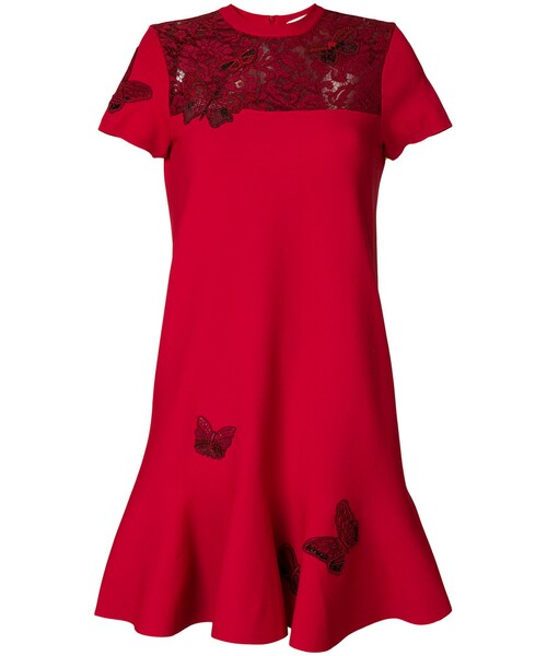 Valentino ヴァレンティノ の Valentino バタフライモチーフ ドレス Women ビスコース ポリエステル シルク コットン M ドレス Wear