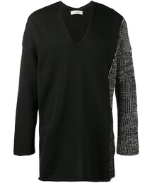sulvam | Sulvam - Patchwork Vネックセーター - men - ウール - M(ニット/セーター)