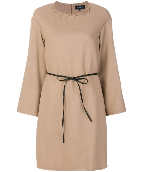 Paule Ka ポールカ の Paule Ka ウエストタイ デイドレス Women ビスコース バージンウール スパンデックス ポリウレタンコットン 36 ワンピース Wear