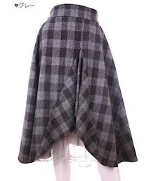 Bobon21 | チェック柄イレギュラーヘムスカート-全２色-(スカート)