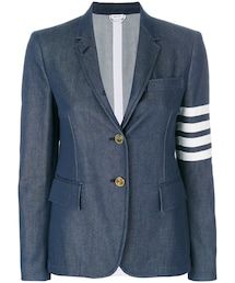 THOM BROWNE | Thom Browne - 4BARストライプ デニムジャケット - women - コットン/シルク - 40(テーラードジャケット)