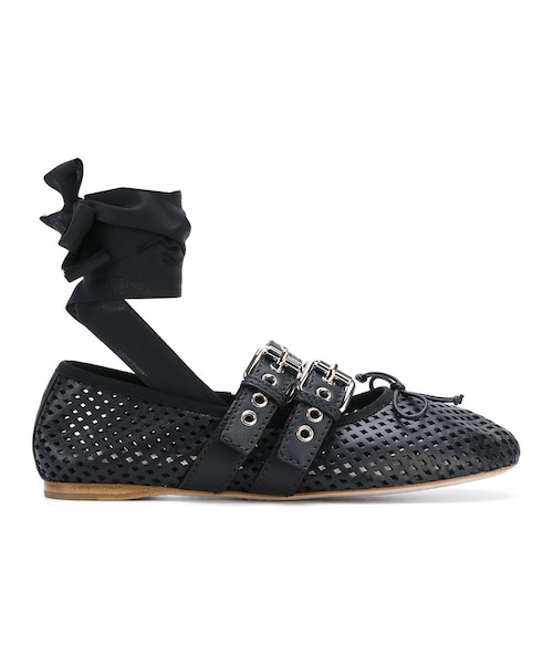 miumiu レザー バレリーナ ベルト バレエシューズ ブラック miumiu レザー バレリーナ ベルト バレエシューズ ブラック - メルカリ