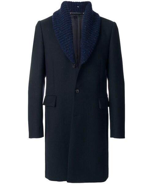 【Hanzoo 】PS Paul Smith キュプラ チェスター 美品】PAUL SMITH チェスターコート ウール キュプラ 黒 紫 38の