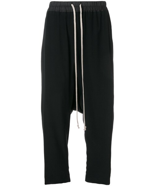 Rick Owens(リックオウエンス)の「Rick Owens - drawstring cropped trousers - women - シルク/コットン - 40(その他パンツ・レディース・ブラック・40)」の1枚目の写真