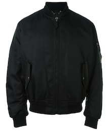 VERSACE | Versace - アームポケット ボンバージャケット - men - ポリアミド/ビスコース/キュプラ/アクリルレザーラムスキン - 50(スタジャン)