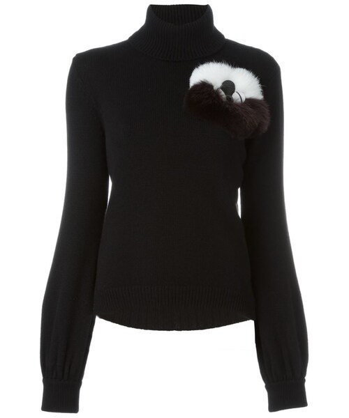 FENDI ブルー カシミヤ ニットセーター ファー付き サイズ40 美品