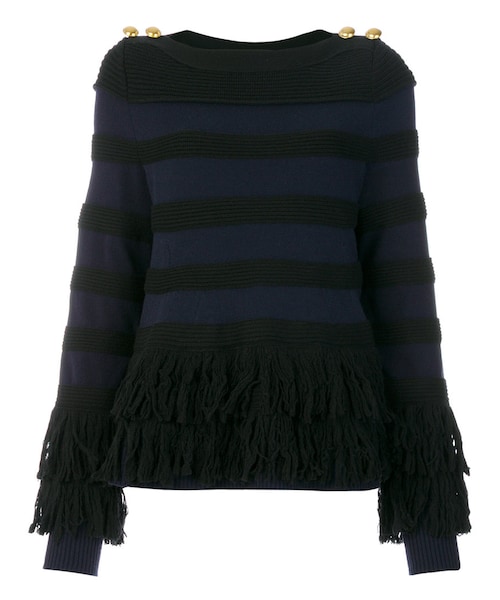 sacai(サカイ) フリンジ付きニット sacai サカイ フリンジニットセーター 赤 （Sacai サカイ