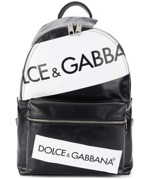Dolce Gabbana ドルチェアンドガッバーナ の Dolce Gabbana ロゴ バックパック Men コットン ナイロン ポリアミド アクリルポリエステルポリウレタンレザー ワンサイズ バックパック リュック Wear