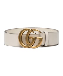 GUCCI | Gucci - ダブルgバックル レザーベルト - women - レザー/真鍮 - 90(ベルト)