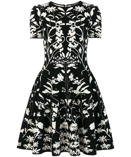 Alexander Mcqueen アレキサンダーマックイーン の Alexander Mcqueen ジャガード フレアワンピース Women ビスコース ポリエステル ポリアミド スパンデックス S ワンピース Wear