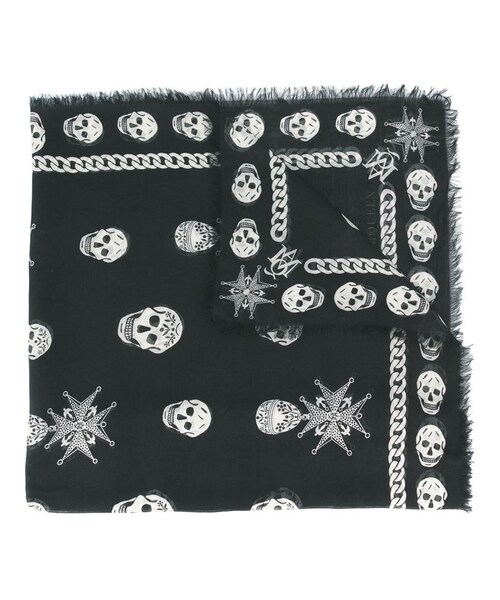 ALEXANDER MCQUEEN スカルスカーフ ネイビー シルク ALEXANDER MCQUEEN スカルスカーフ ネイビー シルク ALEXANDER MCQUEEN