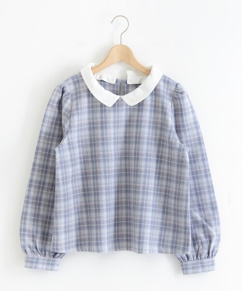 MAJESTIC LEGON(マジェスティックレゴン)の「フェミニンチェック襟付きブラウス(トップス・レディース・グレー柄/ベージュ柄/ブラック柄・M)」の2枚目の写真