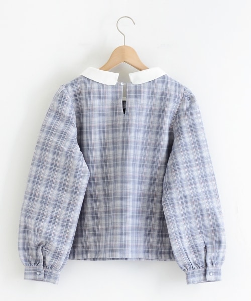 MAJESTIC LEGON(マジェスティックレゴン)の「フェミニンチェック襟付きブラウス(トップス・レディース・グレー柄/ベージュ柄/ブラック柄・M)」の4枚目の写真