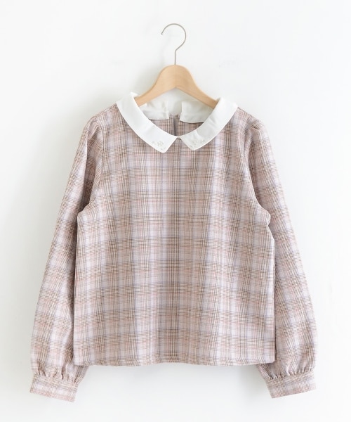 MAJESTIC LEGON(マジェスティックレゴン)の「フェミニンチェック襟付きブラウス(トップス・レディース・グレー柄/ベージュ柄/ブラック柄・M)」の3枚目の写真