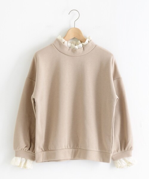 MAJESTIC LEGON(マジェスティックレゴン)の「レース付裏起毛プルオーバー(トップス・レディース・ブルー/アイボリー/ベージュ・M)」の1枚目の写真