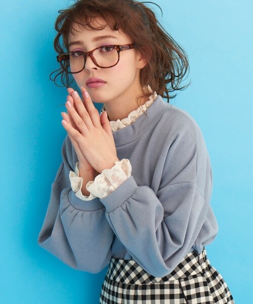 MAJESTIC LEGON(マジェスティックレゴン)の「レース付裏起毛プルオーバー(トップス・レディース・ブルー/アイボリー/ベージュ・M)」の7枚目の写真