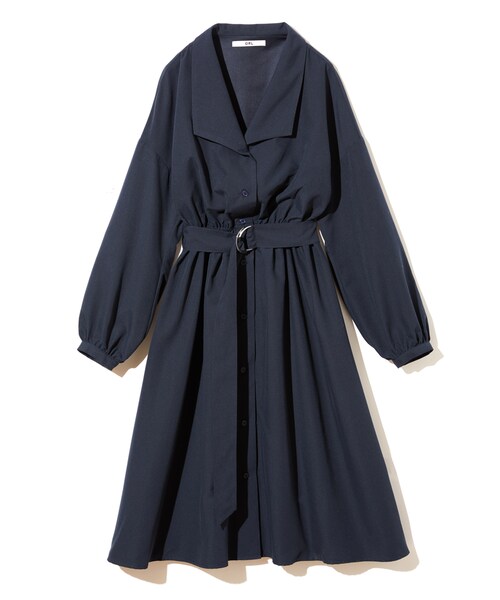 GRL（グレイル）の「ベルト付ボリュームスリーブシャツワンピース（シャツワンピース・レディース・ベージュ/ネイビー・M）」の2枚目の写真