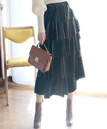 DINT | ウェンディリボンベルベットスカート（前、後、着用可能）(スカート)
