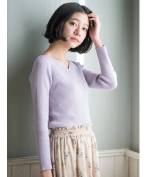 earth music&ecology | ・ハートネックラメニットプルオーバー(トップス)