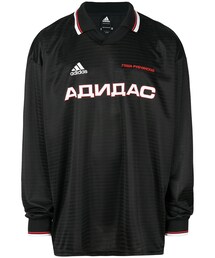 Gosha Rubchinskiy | Gosha Rubchinskiy - logo patch long-sleeve polo top - men - ポリエステル/リサイクル·ポリエステル - S(ポロシャツ)