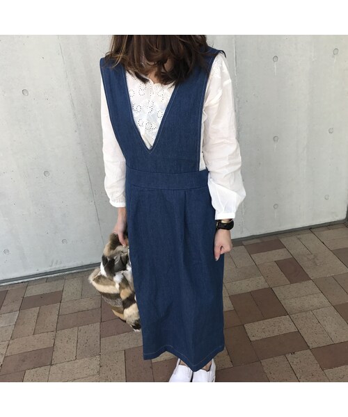 copine（コピン）の「ゆる可愛いデニムジャンパースカート(2color)【クリックポスト対象商品】（デニムスカート・レディース・その他）」の6枚目の写真