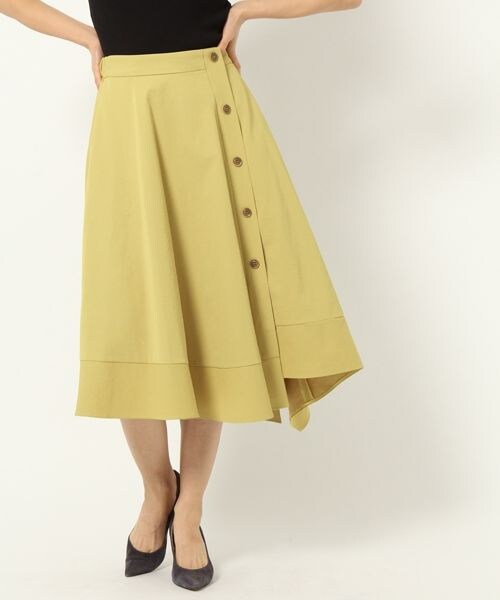 BABYLONE(バビロン)の「イレギュラーヘムボタンSK(スカート・ベージュ/ダークイエロー/カーキ/ラベンダー)」の2枚目の写真