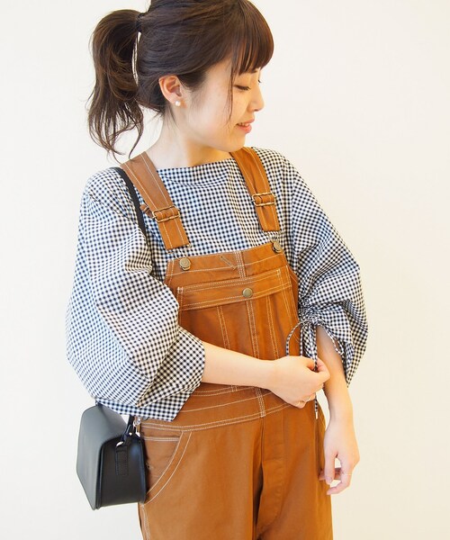 【2018S】Spick and Span ギンガムソデシャーリングブラウス Spick & Span（スピックアンドスパン）の「ギンガムシャーリング