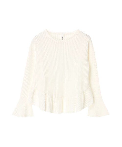 GARAGE OF GOOD CLOTHING（ガレージオブグッドクロージング）の「フリルサーマルプルオーバー（トップス・ホワイト/ライトベージュ/ブラウン・F）」の6枚目の写真