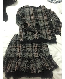 ザラ  ツイードトップス ZARA（ザラ）の「ツイード トップス セットアップ スカート（ニット