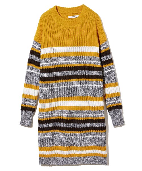 GRL（グレイル）の「マルチボーダーニットワンピース（ワンピース・レディース・パープル/イエロー/ネイビー・F）」の3枚目の写真