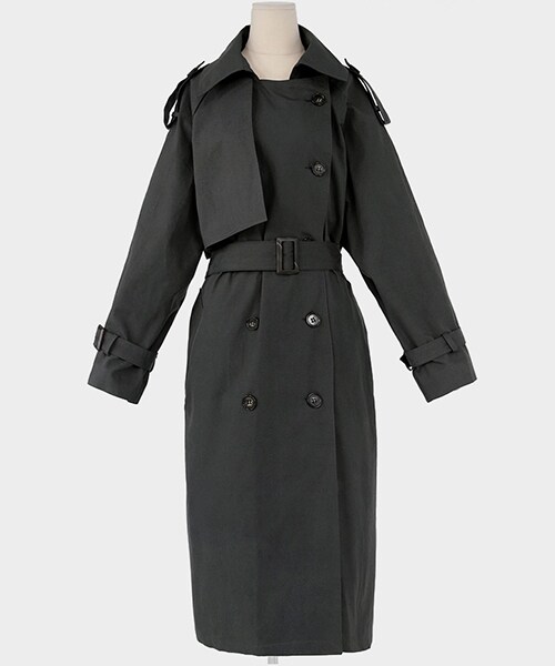 DHOLIC（ディーホリック）の「ベルトSETダブルトレンチコート（トレンチコート・レディース・ベージュ/グリーン/ブラック・FREE）」の2枚目の写真
