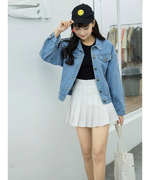 bodurine(ボドゥリネ)の「基本のデニムジャケット*全2色*(デニムジャケット・レディース・블루/그외/화이트・one size)」の3枚目の写真