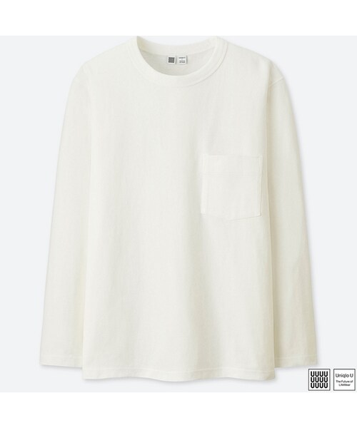 UNIQLO（ユニクロ）の「クルーネックＴ（長袖）（Tシャツ/カットソー・メンズ・DARK GREEN 59/WHITE 00/RED 14/BLACK 09/GRAY 03・S/M/XL/L/XXL）」の2枚目の写真