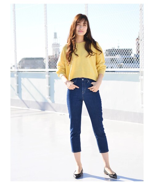 earth music&ecology（アースミュージックアンドエコロジー）の「COTTON USAデニムパンツ(テーパード)（パンツ・ライトインディゴ/ミディアムインディゴ/ダークインディゴ・S/M/L）」の4枚目の写真