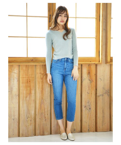 earth music&ecology（アースミュージックアンドエコロジー）の「COTTON USAデニムパンツ(テーパード)（パンツ・ライトインディゴ/ミディアムインディゴ/ダークインディゴ・S/M/L）」の3枚目の写真