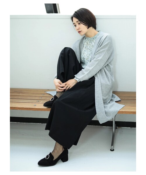 E hyphen world gallery（イーハイフンワールドギャラリー）の「ミラノリブロングカーディガン（トップス・ライトグレー/ブラック/ベージュ・F）」の2枚目の写真