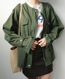DHOLIC | ラウンドネックミリタリージャケット(ミリタリージャケット)