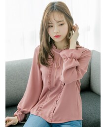 KORMARCH | フリルネックリボンポイントブラウス(シャツ/ブラウス)