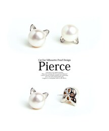 ノーブランド ピアス 両耳 no brand（ノーブランド）の「ねこ耳シルエット パールピアス