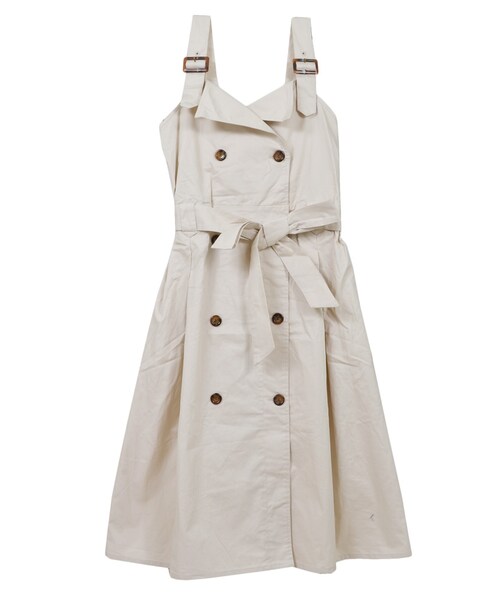 STYLEBLOCK（スタイルブロック）の「綿ツイルトレンチ風ワンピース（ワンピース・レディース・ライトベージュ/ベージュ/グリーン/ネイビー・M）」の2枚目の写真
