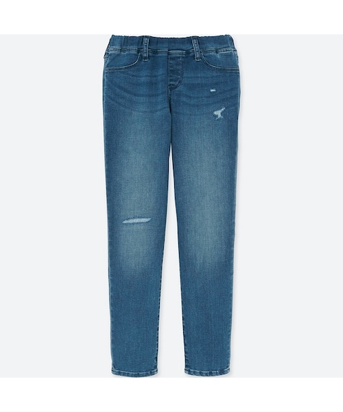UNIQLO（ユニクロ）の「GIRLS ウルトラストレッチデニムレギンスパンツ（ダメージ）（その他パンツ・キッズ・BLUE 65/BLUE 66・130/150/140/110/100/120）」の2枚目の写真