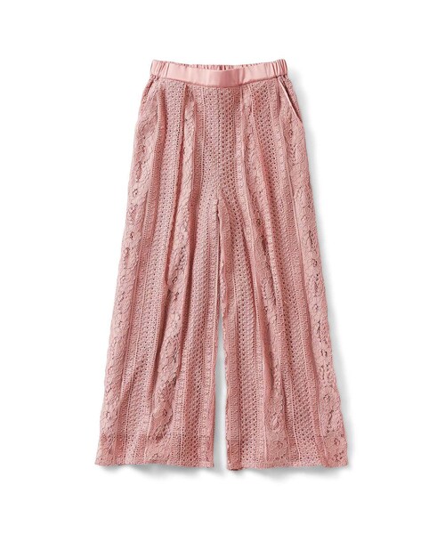 Iedit イディット の Iedit コードレースがフェミニンモード ガウチョパンツ ピンク その他パンツ Wear