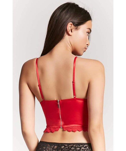 Forever 21,FOREVER 21 Satin Lace-Up Bustier - WEAR