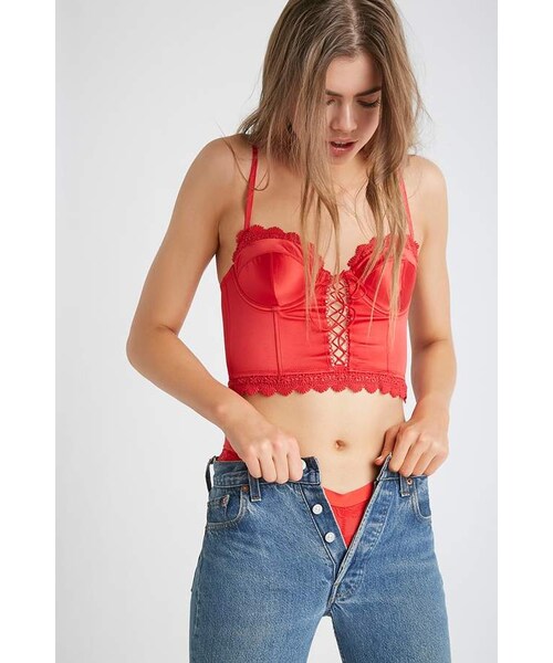 Forever 21,FOREVER 21 Satin Lace-Up Bustier - WEAR