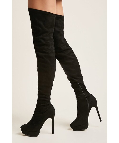 FOREVER 21（フォーエバー トゥエンティーワン）の「FOREVER 21 Faux Suede Over-the-Knee Boots（ブーツ・レディース・Black・5.5/7/7.5/8）」の4枚目の写真
